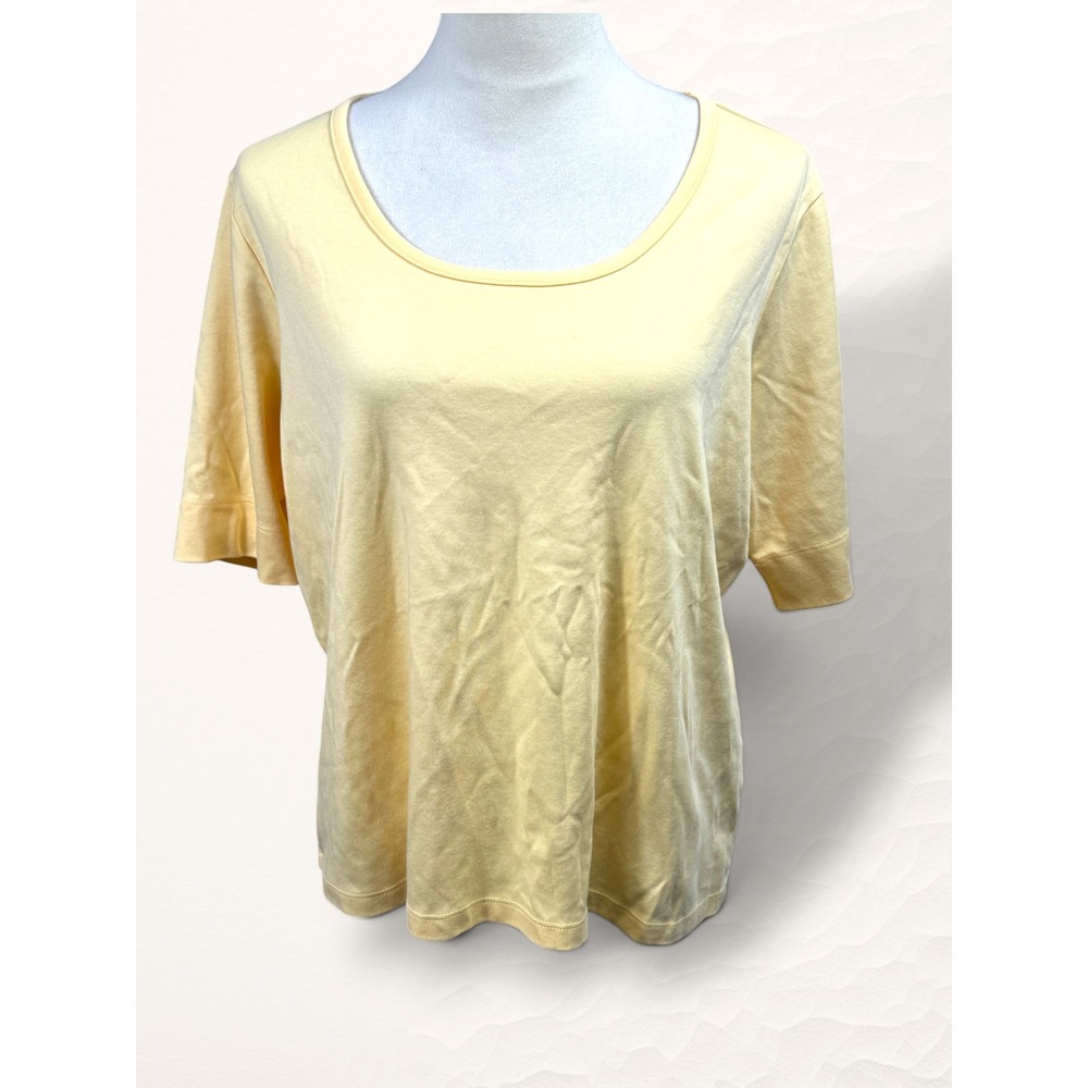 LL Bean Butter‎ Yellow T-Shirt Women XL Petite  Classic Pima Cotton Short Sleeve